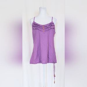 l.e.i. Size XL Spaghetti Strap Ruffle Tank Top Purple Vintage